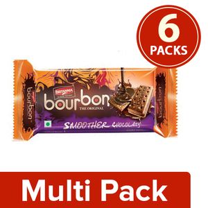 Britannia Bourbon Cream Biscuit – Chocolate Flavor, 6×60 gm ( Multipack )